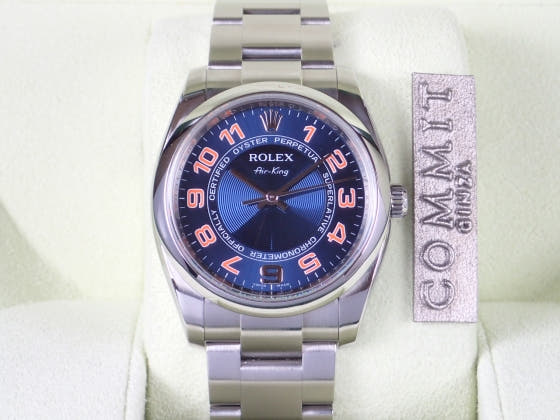 ロレックス エアキング Ref.114200 ブルーコンセントリック文字盤 中古 airking-2