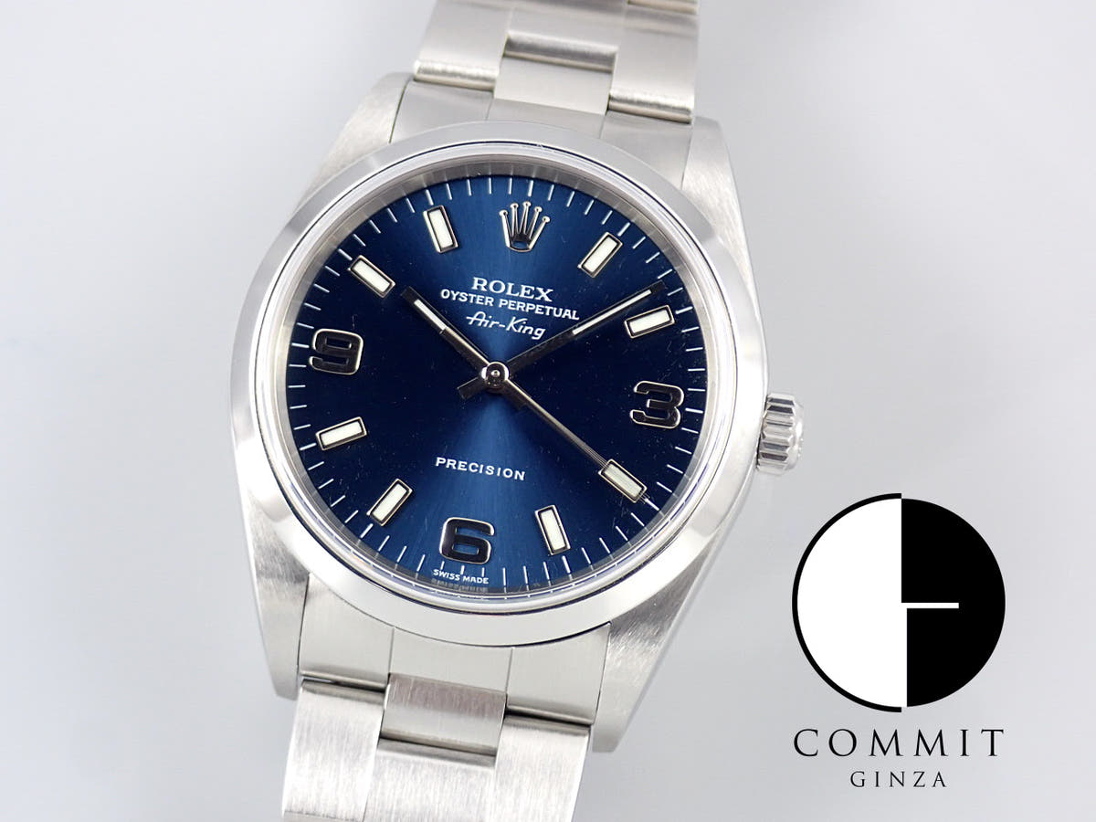 ロレックス エアキング Ref.14000M ブルー文字盤 中古 airking-47