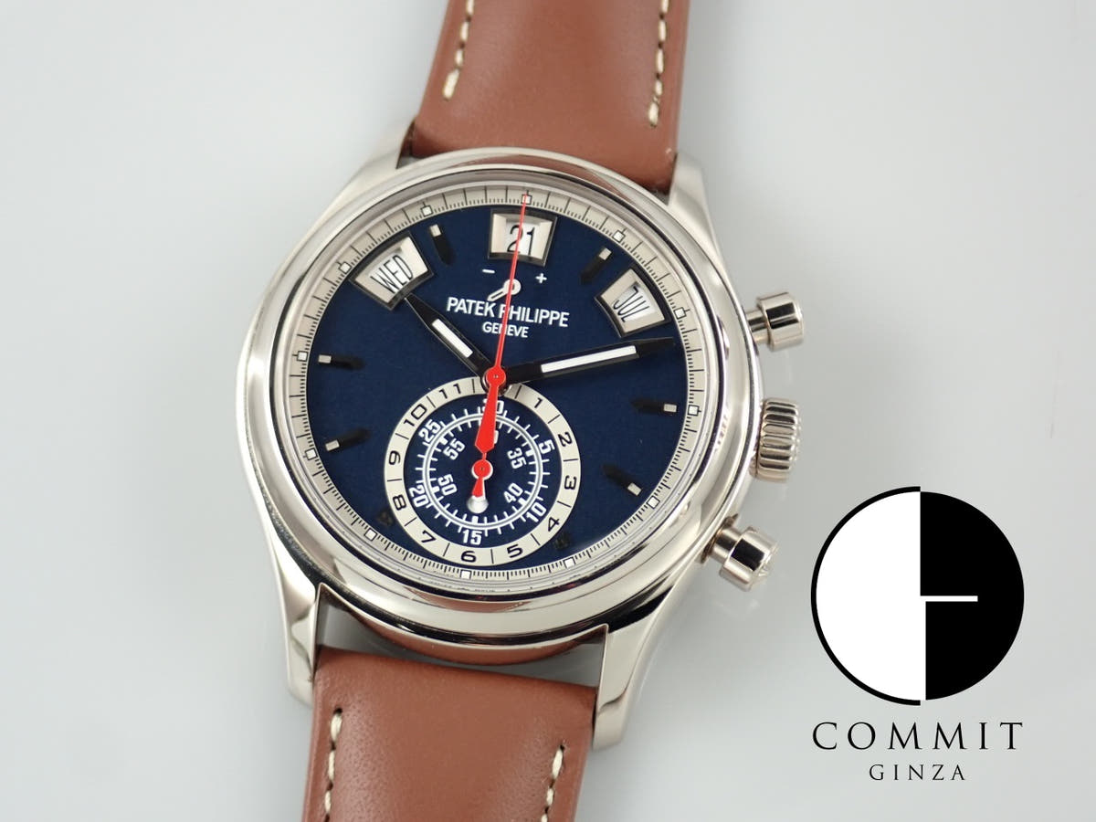 Patek Philippe Annual Calendar Chronograph Ref. 5960/01G-001 White Gold Blue Dial