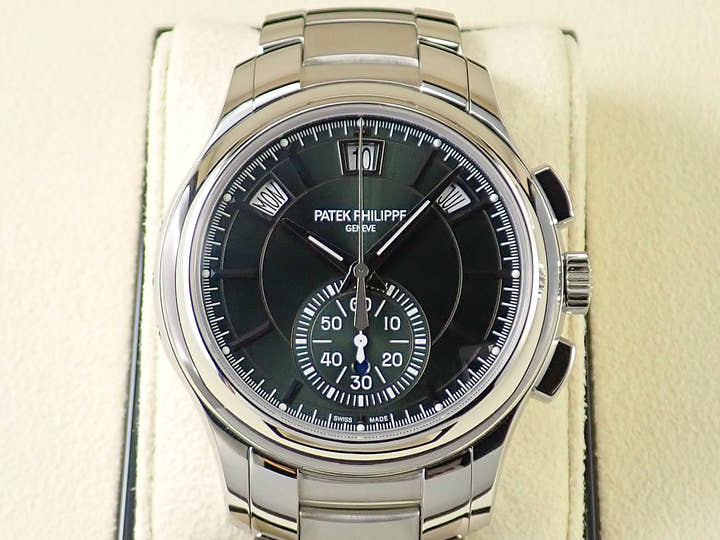 パテックフィリップ アニュアルカレンダー クロノグラフ Ref.5905/1A-001 ステンレススチール オリーブグリーン ソレイユ文字盤