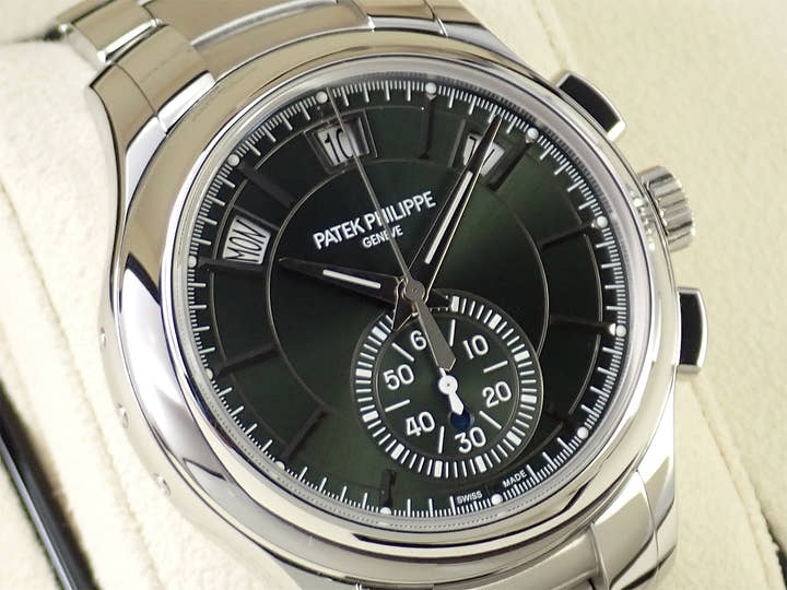 パテックフィリップ アニュアルカレンダー クロノグラフ Ref.5905/1A-001 ステンレススチール オリーブグリーン ソレイユ文字盤