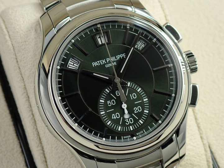 パテックフィリップ アニュアルカレンダー クロノグラフ Ref.5905/1A-001 ステンレススチール オリーブグリーン ソレイユ文字盤
