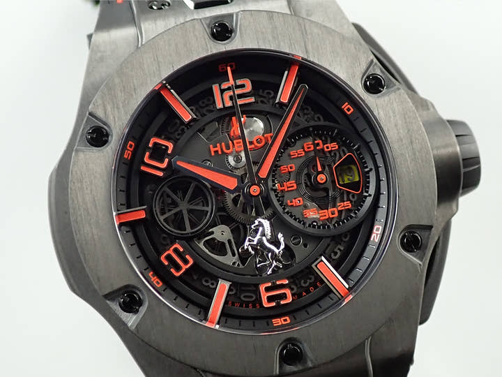 ウブロ ビッグ・バン フェラーリ カーボン リミテッド Ref.402.QU.0113.WR スケルトン文字盤 中古 FKL46YHH