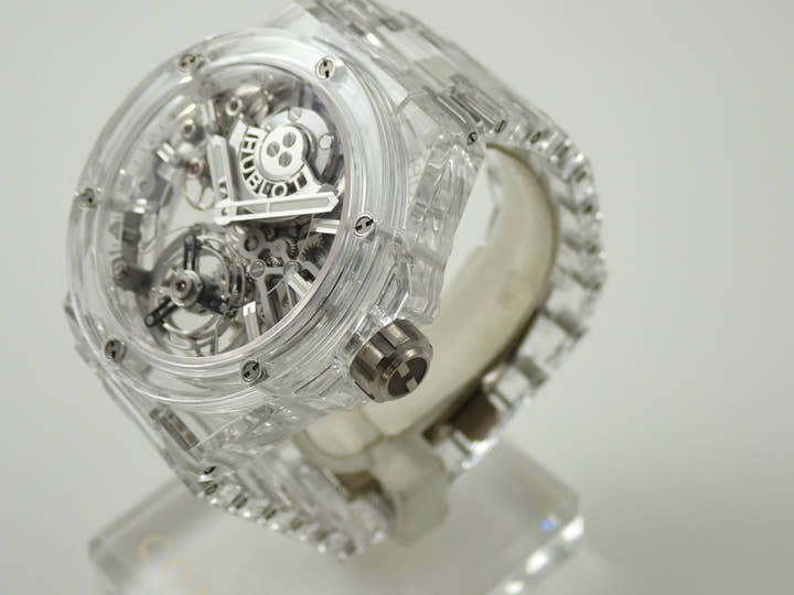 ウブロ ビッグバン インテグレーテッド トゥールビヨン フルサファイア Ref.455.JX.0120.JX スケルトン文字盤 美品 XZ7U108V