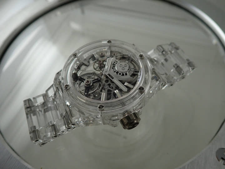 ウブロ ビッグバン インテグレーテッド トゥールビヨン フルサファイア Ref.455.JX.0120.JX スケルトン文字盤 美品 XZ7U108V