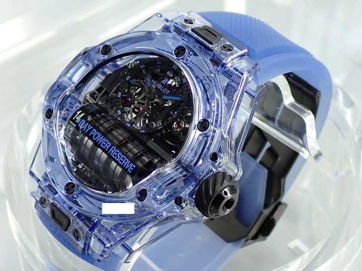 ウブロ ビッグバン MP-11 14DAYS パワーリザーブ ブルーサファイア Ref.911.JL.0119.RX スケルトン文字盤 極美品 UY3004HY
