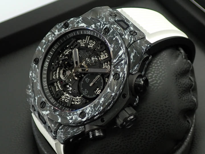 ウブロ ビッグ・バン ウニコ カーボン ホワイト Ref.421.QW.1110.RX.JPN スケルトン文字盤 極美品 R79A7C7F