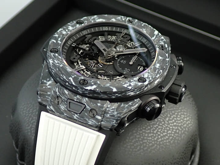 ウブロ ビッグ・バン ウニコ カーボン ホワイト Ref.421.QW.1110.RX.JPN スケルトン文字盤 極美品 R79A7C7F