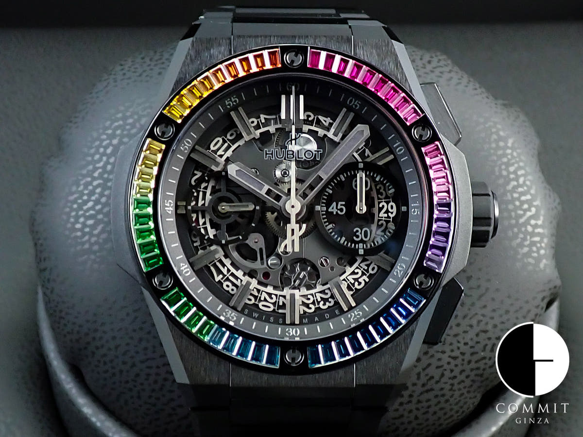 ウブロ ビッグ バン インテグレーテッド オールブラック レインボー Ref.451.CX.1140.CX.4099 ブラックレインボー文字盤 未使用 L11P6WA1