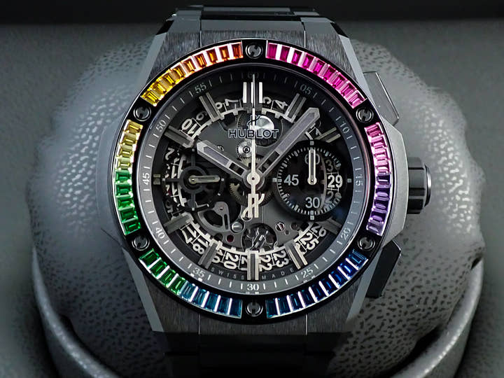 ウブロ ビッグ バン インテグレーテッド オールブラック レインボー Ref.451.CX.1140.CX.4099 ブラックレインボー文字盤 未使用 L11P6WA1