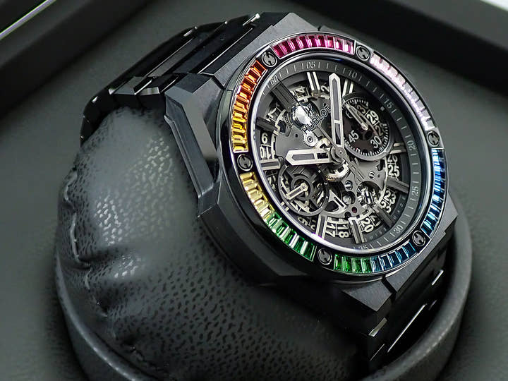 ウブロ ビッグ バン インテグレーテッド オールブラック レインボー Ref.451.CX.1140.CX.4099 ブラックレインボー文字盤 未使用 L11P6WA1