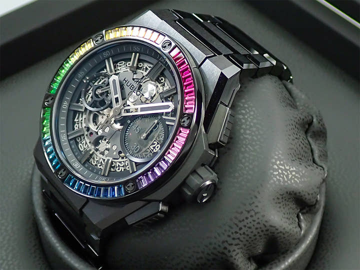 ウブロ ビッグ バン インテグレーテッド オールブラック レインボー Ref.451.CX.1140.CX.4099 ブラックレインボー文字盤 未使用 L11P6WA1