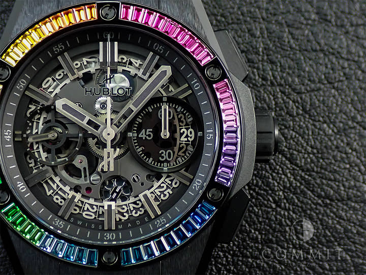 ウブロ ビッグ バン インテグレーテッド オールブラック レインボー Ref.451.CX.1140.CX.4099 ブラックレインボー文字盤 未使用 L11P6WA1