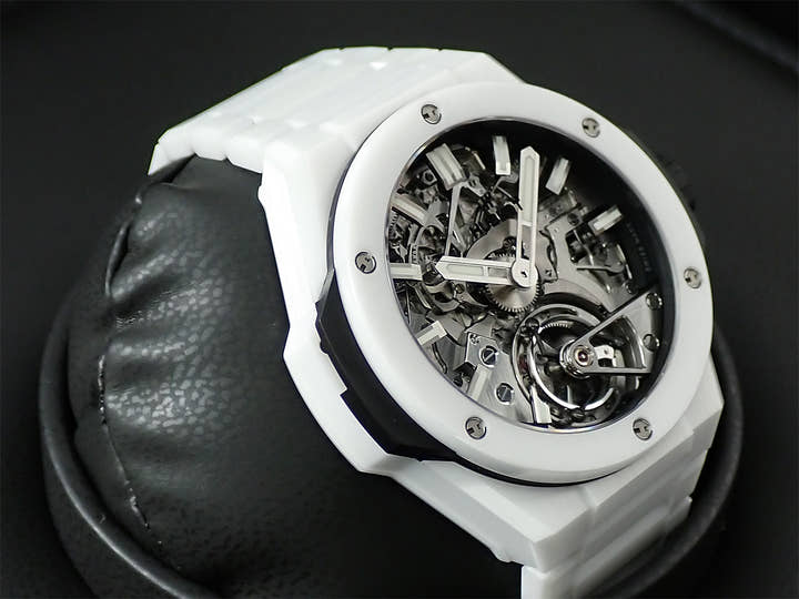ウブロ ビッグ・バン インテグレーテッド カテドラル ミニッツリピーター トゥールビヨン ホワイトセラミック Ref.458.HX.1170.HX.YOS スケルトン文字盤 極美品 89R35212