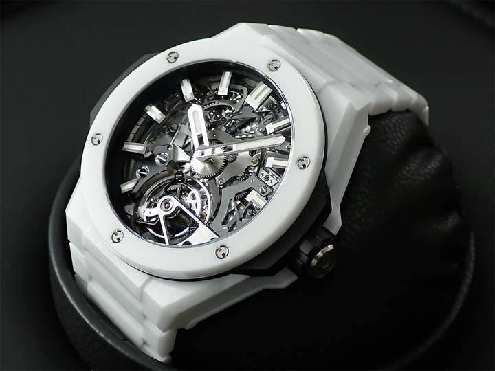ウブロ ビッグ・バン インテグレーテッド カテドラル ミニッツリピーター トゥールビヨン ホワイトセラミック Ref.458.HX.1170.HX.YOS スケルトン文字盤 極美品 89R35212