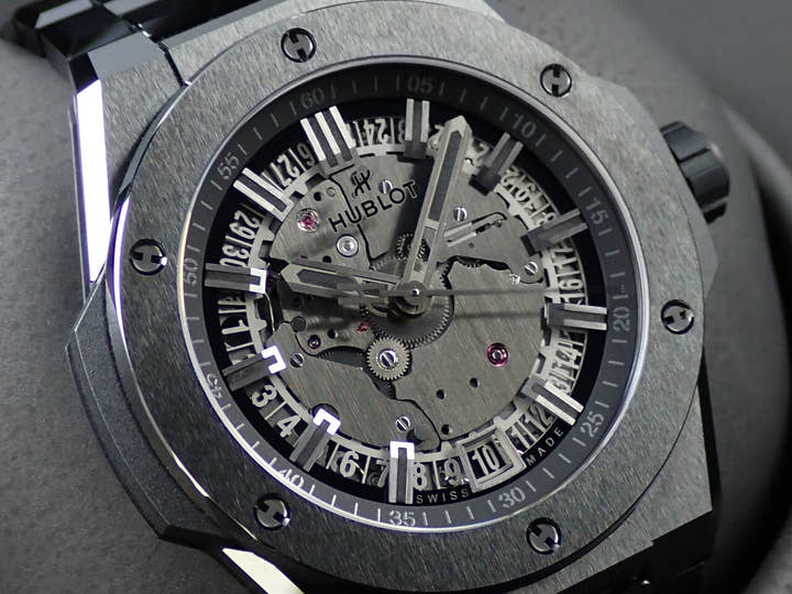 ウブロ ビッグバン インテグレーテッド タイムオンリー オールブラック Ref.456.CX.0140.CX スケルトン文字盤 極美品 RMMC17MM