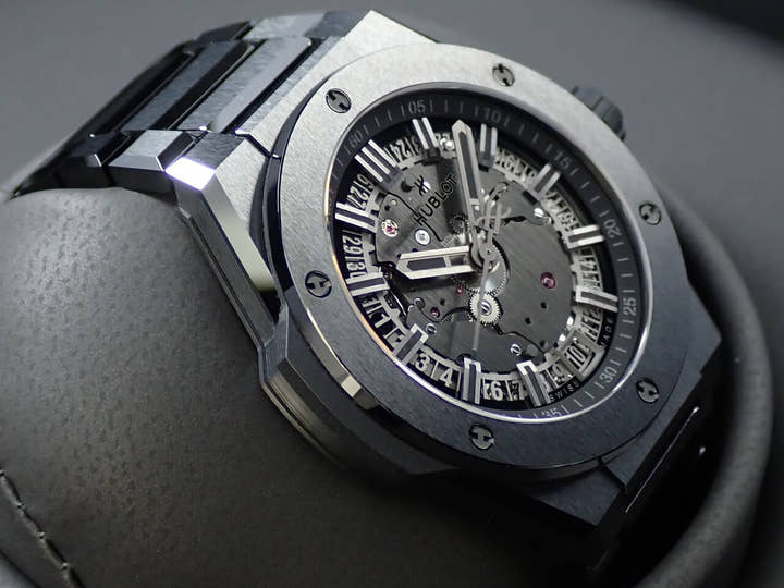 ウブロ ビッグバン インテグレーテッド タイムオンリー オールブラック Ref.456.CX.0140.CX スケルトン文字盤 極美品 RMMC17MM