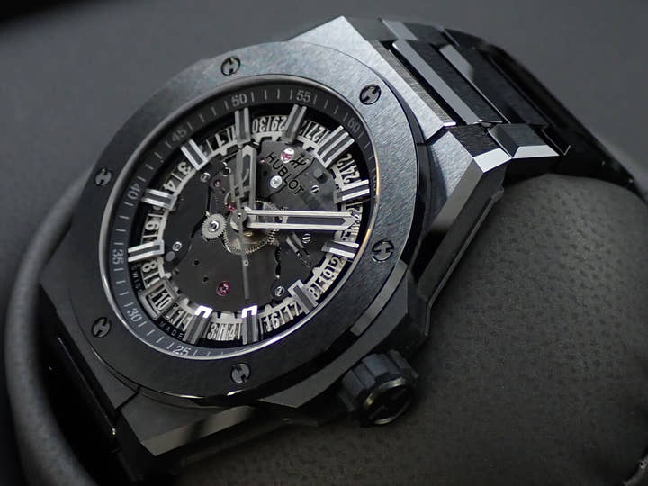 ウブロ ビッグバン インテグレーテッド タイムオンリー オールブラック Ref.456.CX.0140.CX スケルトン文字盤 極美品 RMMC17MM