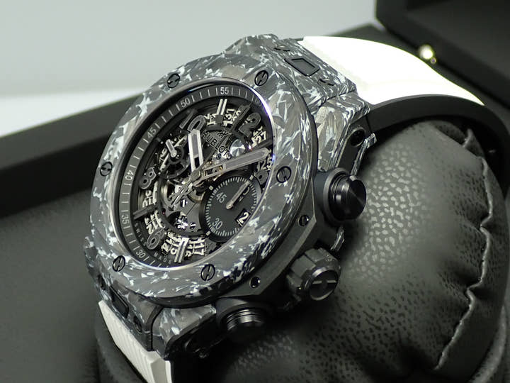 ウブロ ビッグバン ウニコ カーボン ホワイト Ref.421.QW.1110.RX.JPN スケルトン文字盤 極美品 W9H8MMXJ