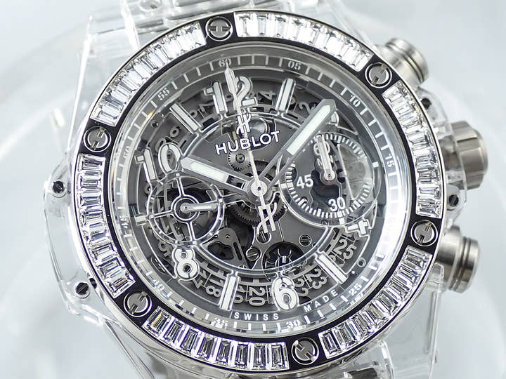 ウブロ ビッグバン ウニコ サファイアバゲット Ref.411.JX.4802.RT.1904 スケルトン文字盤 美品 7RK24013