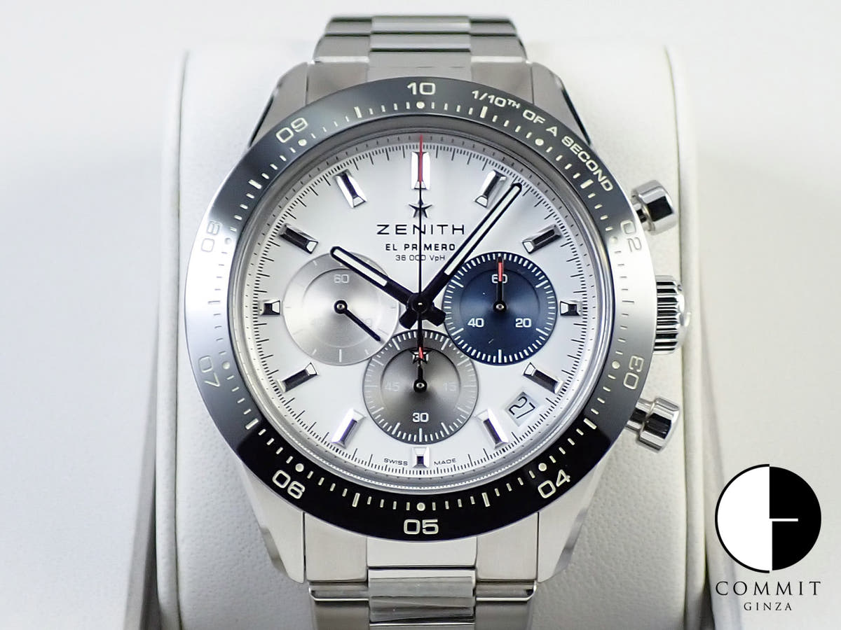 ゼニス クロノマスター スポーツ Ref.03.3100.3600/69.M3100 ホワイト文字盤 極美品 T1173183
