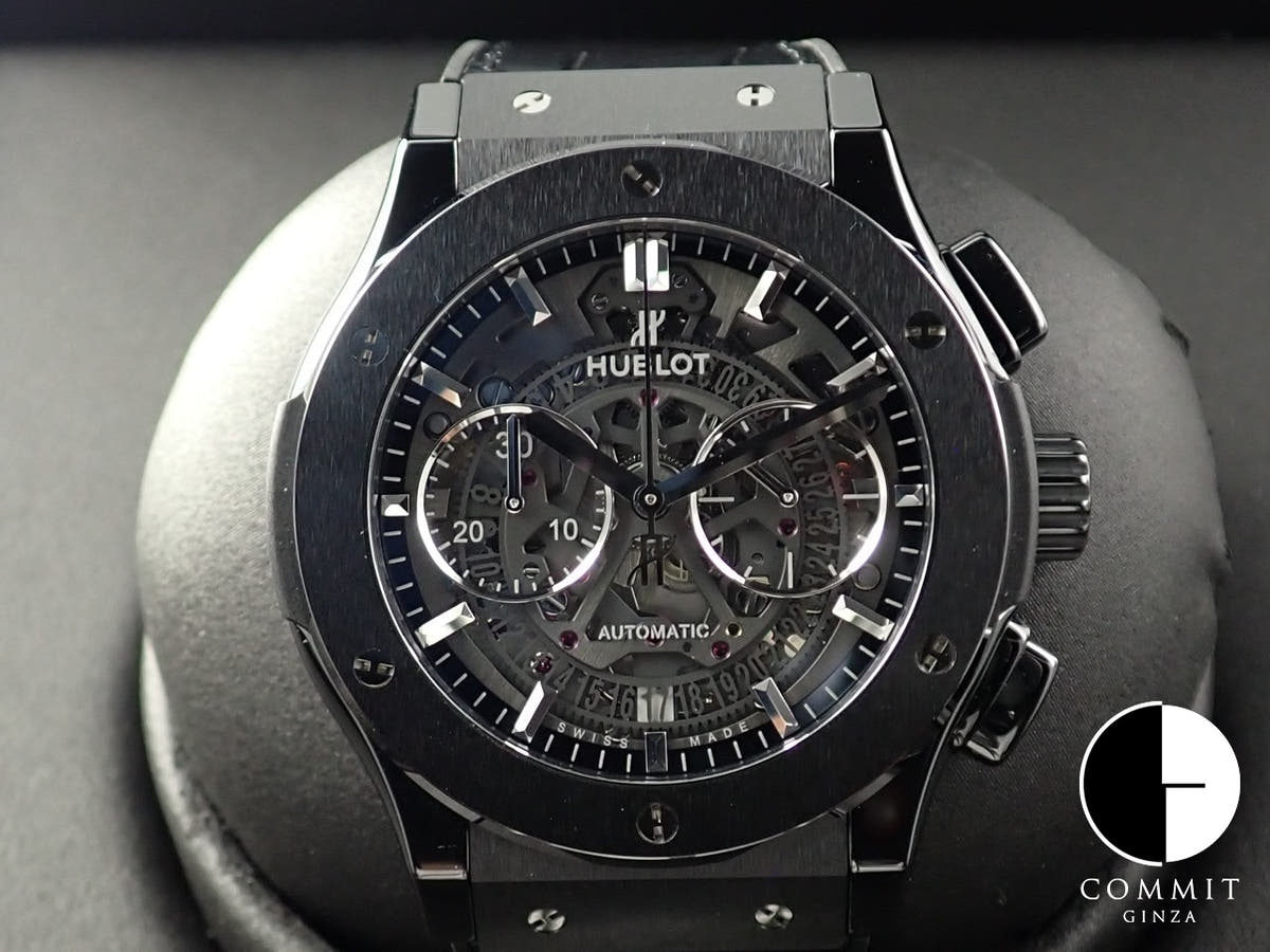 ウブロ クラシック フュージョン アエロ クロノグラフ ブラックマジック Ref.525.CM.0170.RX スケルトン文字盤 美品 Y3ZFSARZ