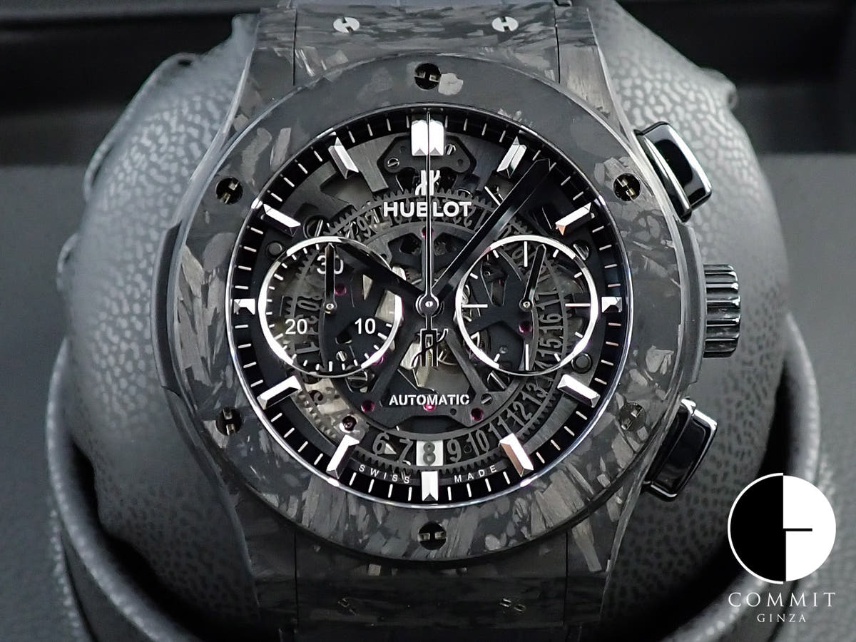 ウブロ クラシックフュージョン アエロフュージョン クロノグラフ フロステッドカーボン Ref.525.QK.0170.NR.JPN スケルトン文字盤 美品 T1Y4Z82J