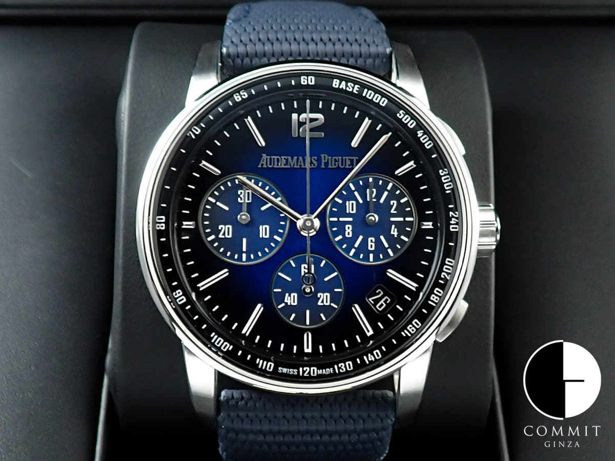 オーデマピゲ CODE 11.59 バイ オーデマ ピゲ クロノグラフ Ref.26393BC.OO.A002KB.01 ホワイトゴールド スモークブルーラッカー文字盤
