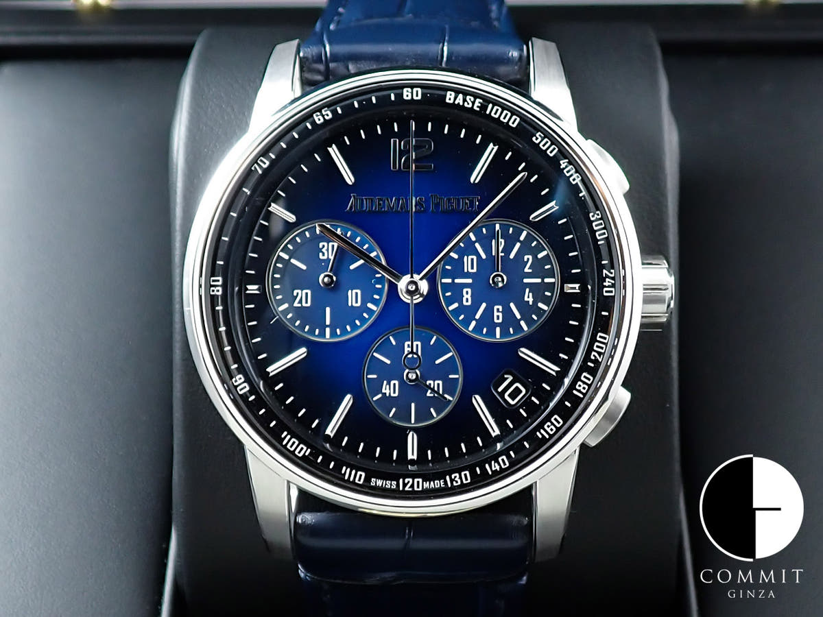 オーデマピゲ CODE 11.59 バイ オーデマ ピゲ クロノグラフ Ref.26393BC.OO.A002KB.01 ホワイトゴールド スモークブルーラッカー文字盤
