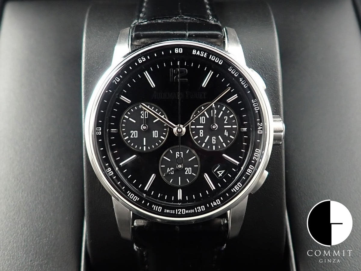 オーデマピゲ CODE 11.59 バイ オーデマ ピゲ クロノグラフ Ref.26393BC.OO.A002CR.01 ホワイトゴールド ブラックラッカー文字盤