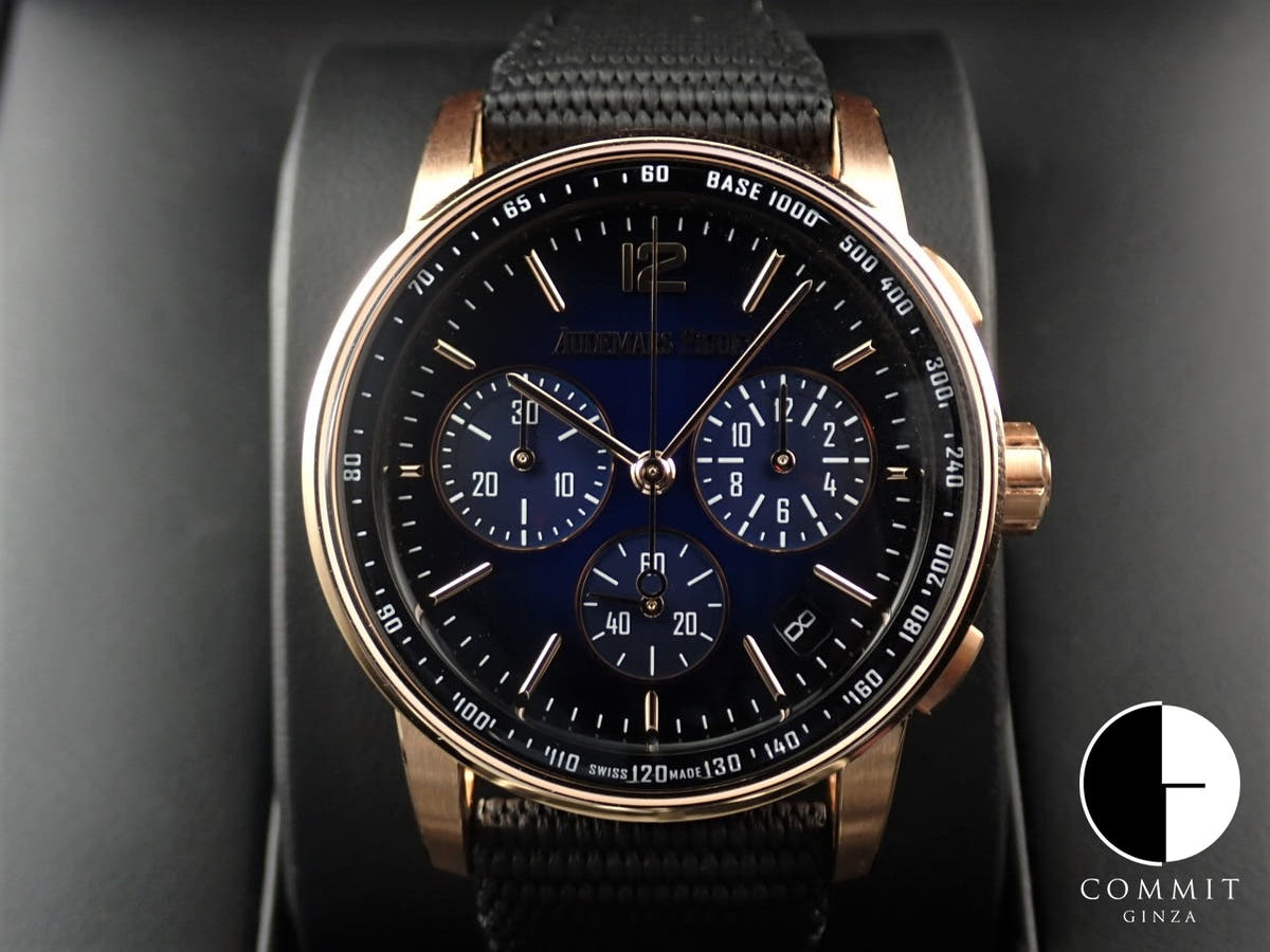 オーデマピゲ CODE 11.59 バイ オーデマ ピゲ クロノグラフ Ref.26393OR.OO.A002KB.03 ピンクゴールド ブルー文字盤