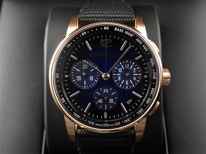 オーデマピゲ CODE 11.59 バイ オーデマ ピゲ クロノグラフ Ref.26393OR.OO.A002KB.03 ピンクゴールド ブルー文字盤