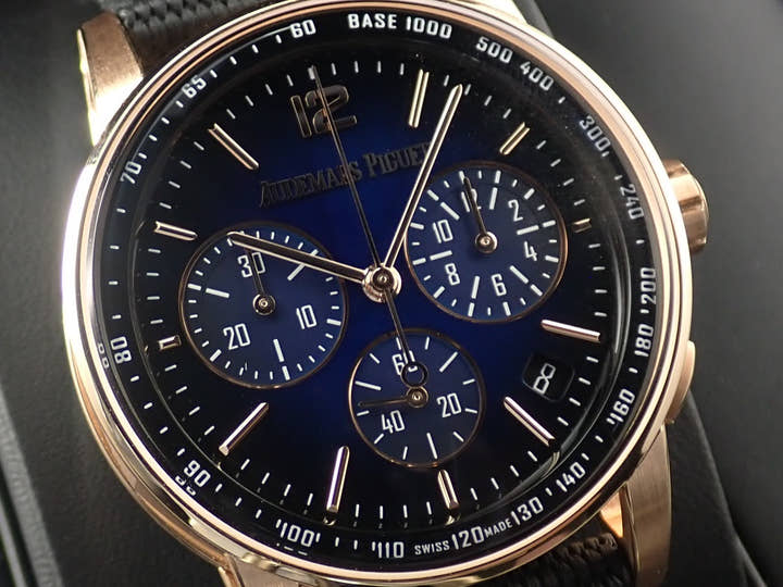 オーデマピゲ CODE 11.59 バイ オーデマ ピゲ クロノグラフ Ref.26393OR.OO.A002KB.03 ピンクゴールド ブルー文字盤