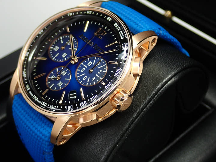 オーデマピゲ CODE 11.59 バイ オーデマ ピゲ クロノグラフ Ref.26393OR.OO.A028CR.01 ピンクゴールド スモークブルーラッカー文字盤