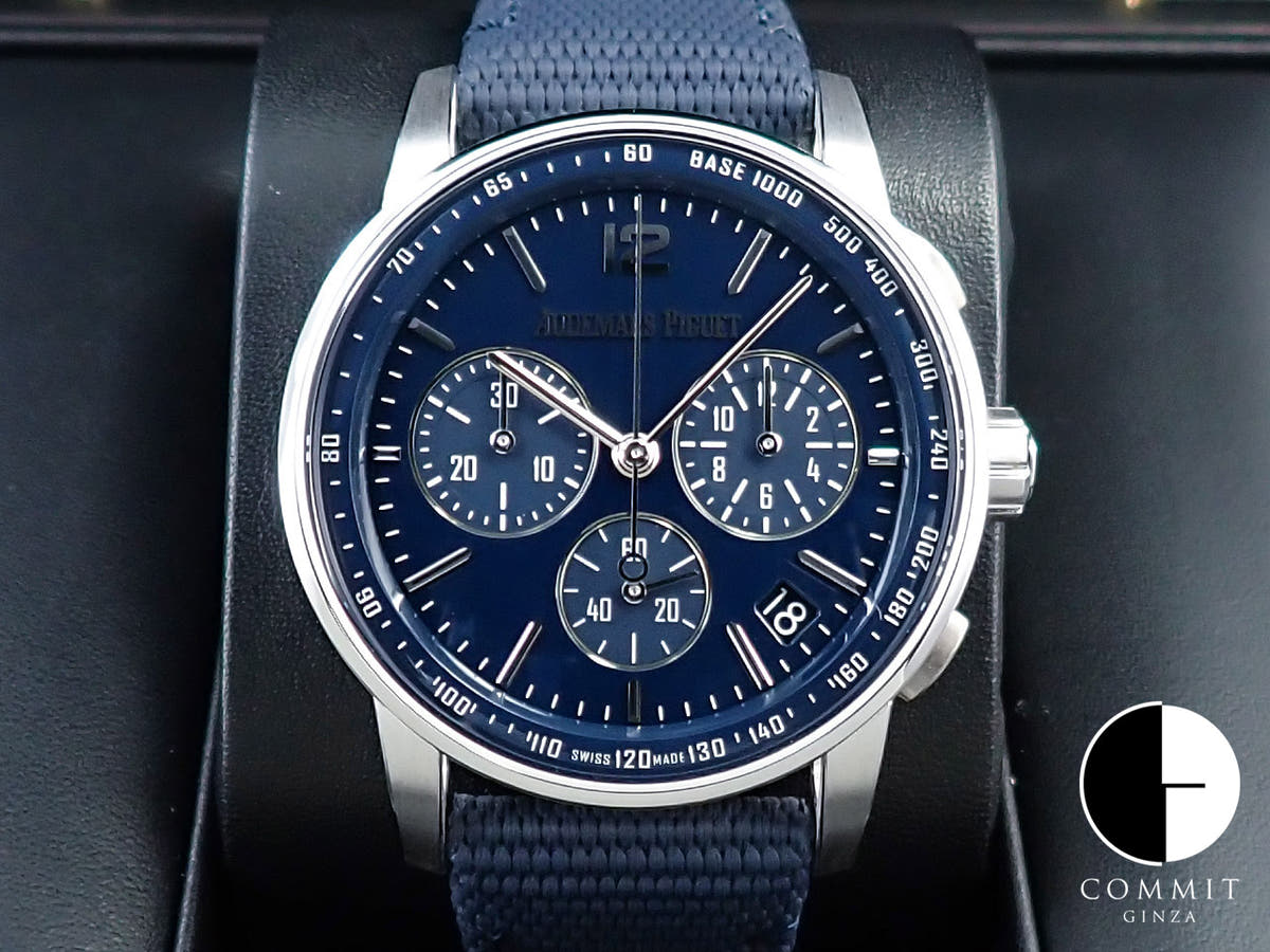 オーデマピゲ CODE 11.59 バイ オーデマ ピゲ クロノグラフ Ref.26393BC.OO.A321CR.01 ホワイトゴールド ブルーラッカー文字盤