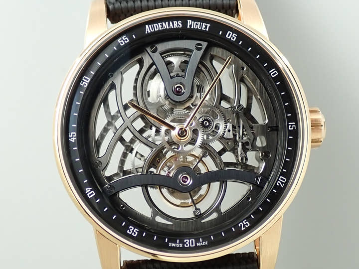 オーデマピゲ CODE 11.59 バイ オーデマ ピゲ トゥールビヨン オープンワーク Ref.26600OR.OO.D002CR.01 ピンクゴールド ブラックラッカーインナーベゼル、オープンワーク文字盤