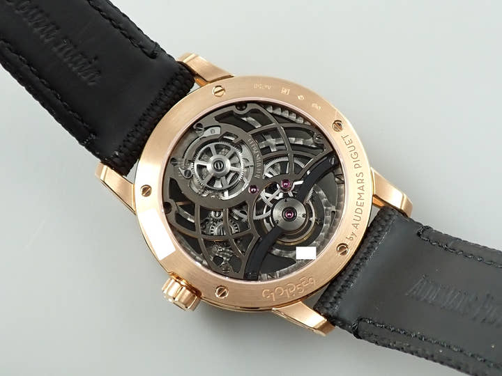 オーデマピゲ CODE 11.59 バイ オーデマ ピゲ トゥールビヨン オープンワーク Ref.26600OR.OO.D002CR.01 ピンクゴールド ブラックラッカーインナーベゼル、オープンワーク文字盤