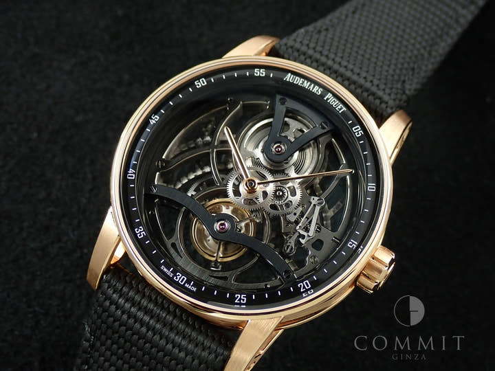 オーデマピゲ CODE 11.59 バイ オーデマ ピゲ トゥールビヨン オープンワーク Ref.26600OR.OO.D002CR.01 ピンクゴールド ブラックラッカーインナーベゼル、オープンワーク文字盤