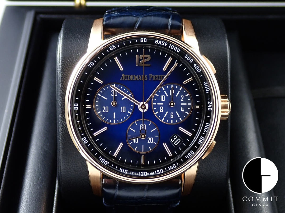 オーデマピゲ CODE 11.59 バイ オーデマ ピゲ クロノグラフ Ref.26393OR.OO.A028CR.01 ピンクゴールド スモークブルーラッカー文字盤