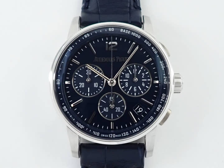 Audemars Piguet CODE 11.59 by Audemars Piguet Chronograph Ref. 26393BC.OO.A321CR.01 White Gold Blue Lacquer Dial