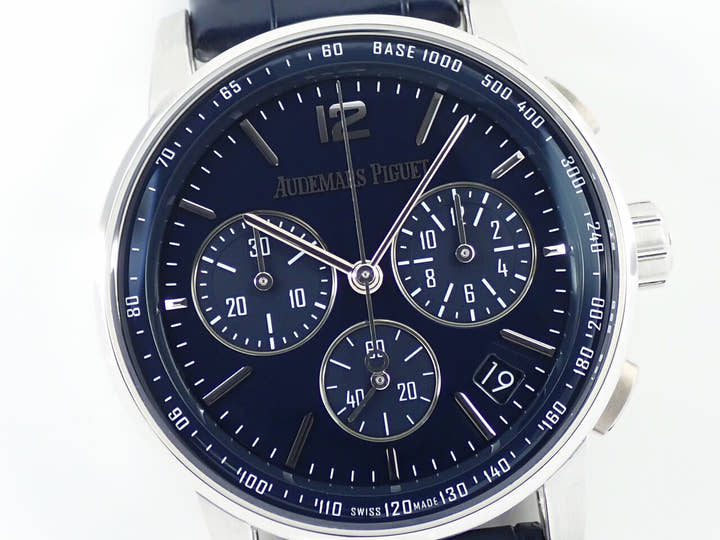 Audemars Piguet CODE 11.59 by Audemars Piguet Chronograph Ref. 26393BC.OO.A321CR.01 White Gold Blue Lacquer Dial