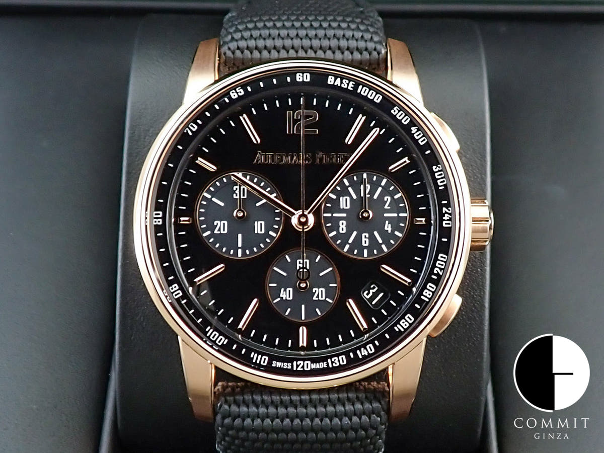オーデマピゲ CODE 11.59 バイ オーデマ ピゲ クロノグラフ Ref.26393OR.OO.A002KB.01 ピンクゴールド ブラックラッカー文字盤