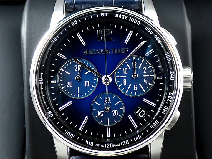 オーデマピゲ CODE 11.59 バイ オーデマ ピゲ クロノグラフ Ref.26393BC.OO.A002KB.01 ホワイトゴールド スモークブルーラッカー文字盤