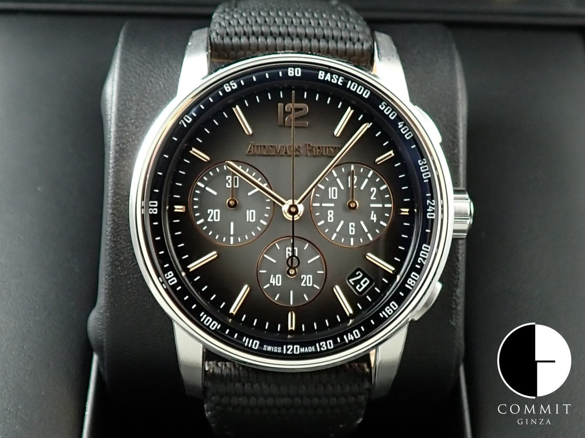オーデマピゲ CODE 11.59 バイ オーデマ ピゲ クロノグラフ Ref.26393CR.OO.A002CR.01 ピンクゴールド/ホワイトゴールド スモークグレーラッカー文字盤
