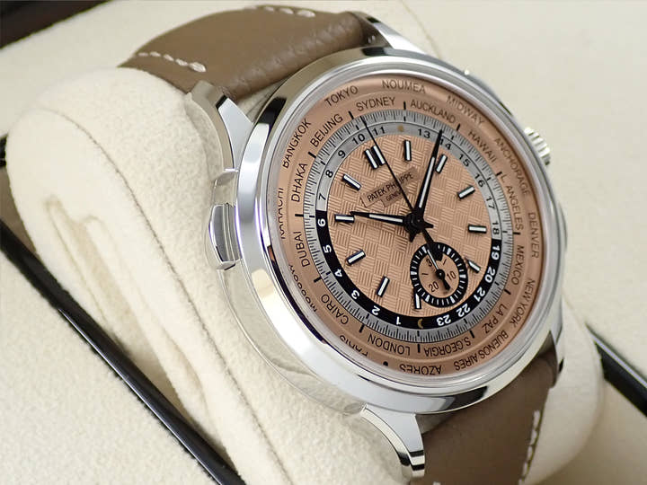 パテックフィリップ コンプリケーション ワールドタイム クロノグラフ Ref.5935A-001 ステンレススチール ローズゴールドメッキ オパーリン文字盤
