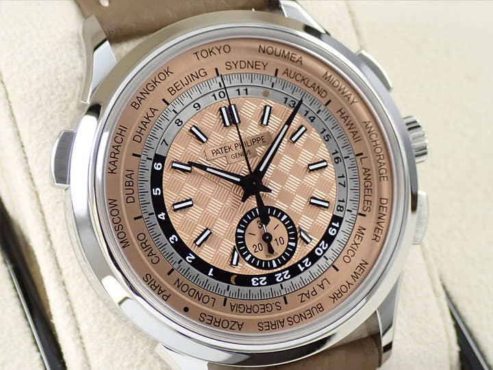 パテックフィリップ コンプリケーション ワールドタイム クロノグラフ Ref.5935A-001 ステンレススチール ローズゴールドメッキ オパーリン文字盤