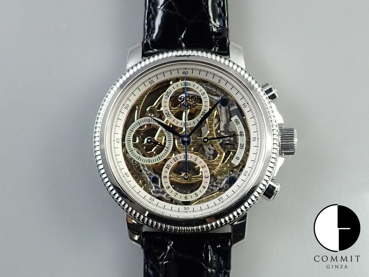 セイコー クレドール メカニカル クロノグラフ 40本限定モデル Ref.GBBL997 スケルトン&シェルインダイヤル文字盤 中古 R5VF5F20
