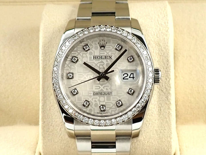 Rolex Datejust 36 Ref. 116244 Stainless Steel/White Gold Silver Computer Dial with 10 Diamond Hour Markers