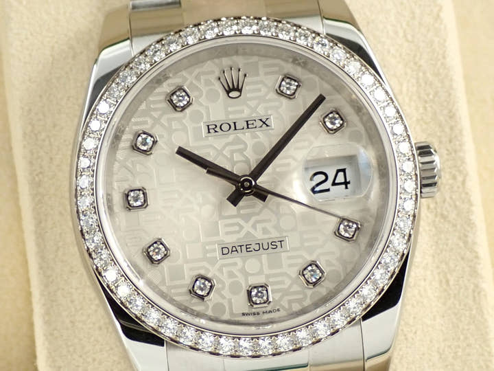Rolex Datejust 36 Ref. 116244 Stainless Steel/White Gold Silver Computer Dial with 10 Diamond Hour Markers
