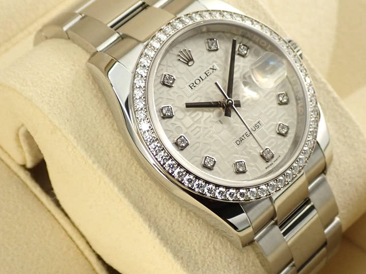 Rolex Datejust 36 Ref. 116244 Stainless Steel/White Gold Silver Computer Dial with 10 Diamond Hour Markers